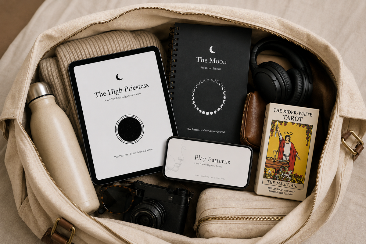 Play Patterns System Bundle lifestyle shot – three digital workbooks for emotional clarity - travel-friendly
