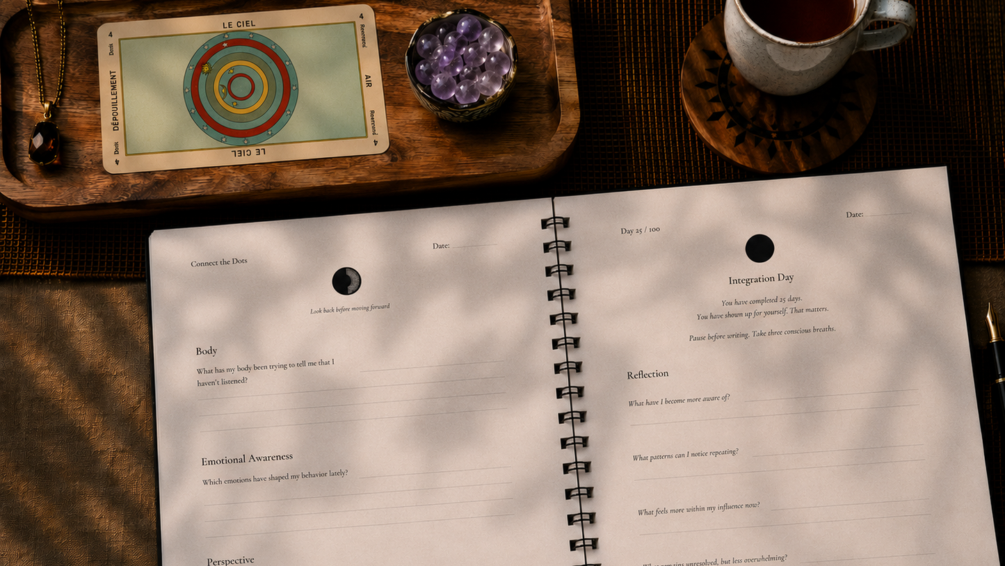 Inside preview of High Priestess Journal – daily reflection prompts and mindful layout